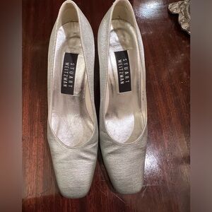 Stuart Weitzman Silver Matte Lame Heels 6.5’s